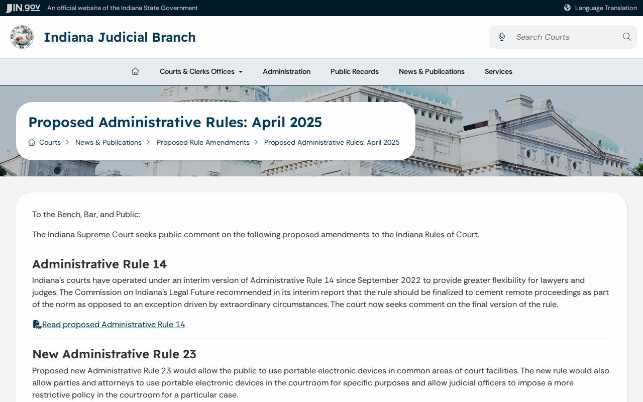 Huntington County case lookup proposed access rules source