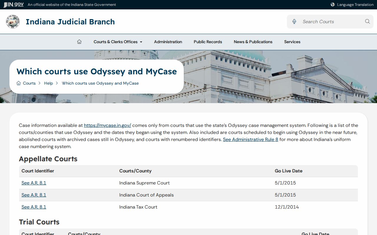 Huntington court docket Odyssey identifiers