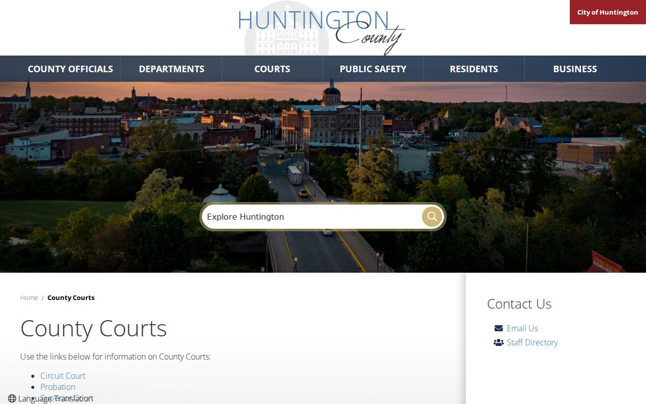 Huntington County court docket courts directory