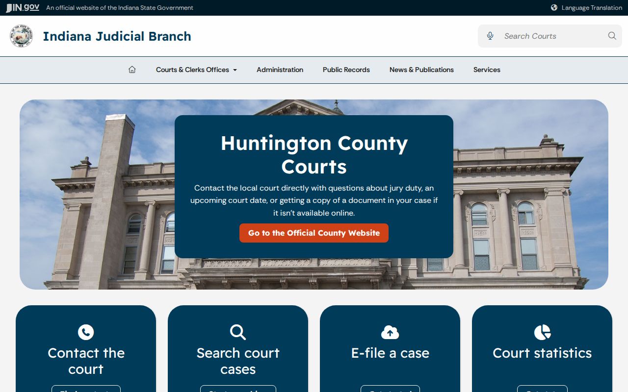 Huntington County court docket county profile