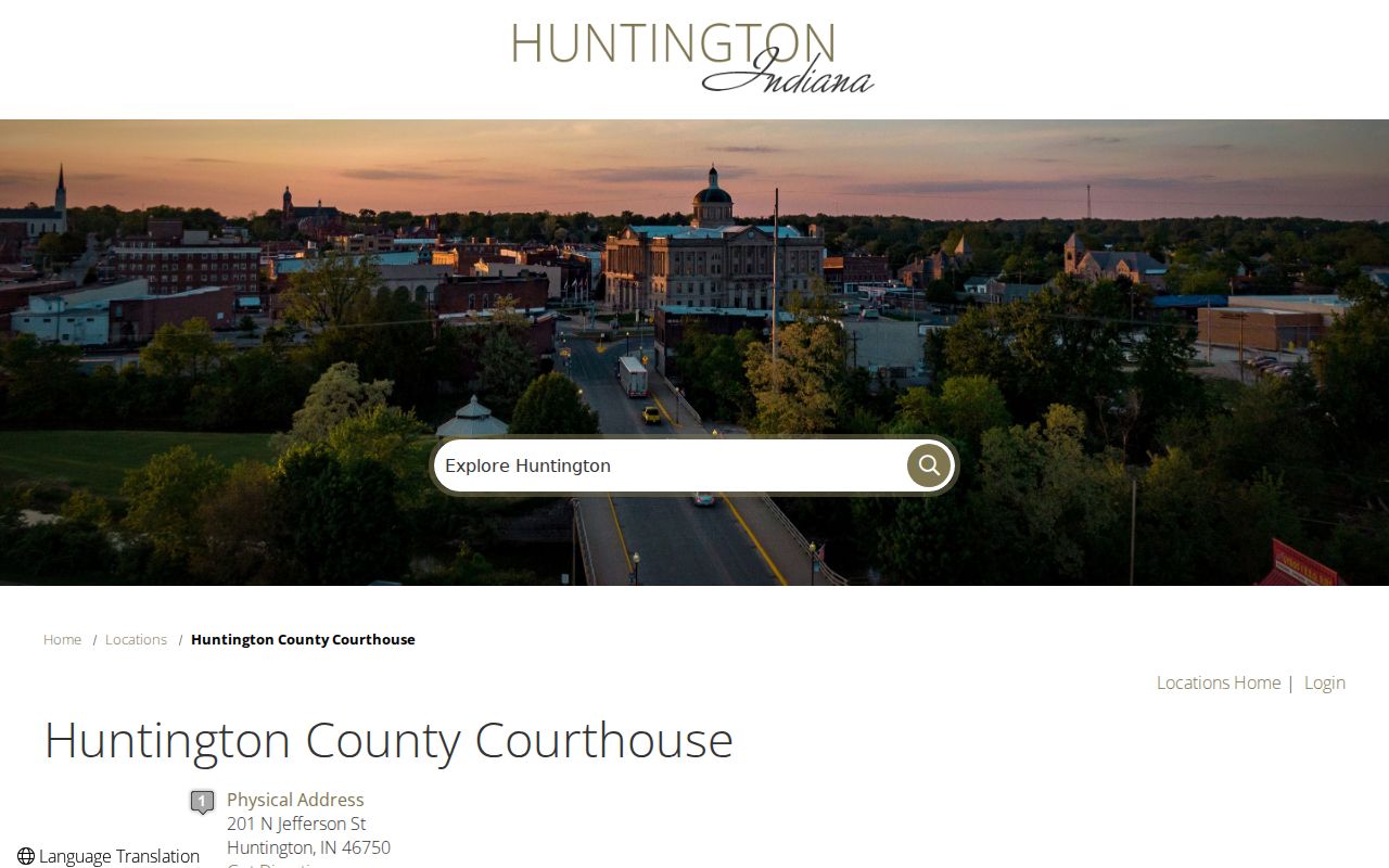 Huntington County court docket courthouse facility