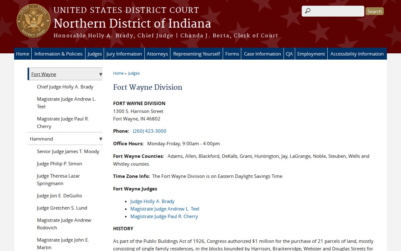 Huntington County criminal docket federal court comparison