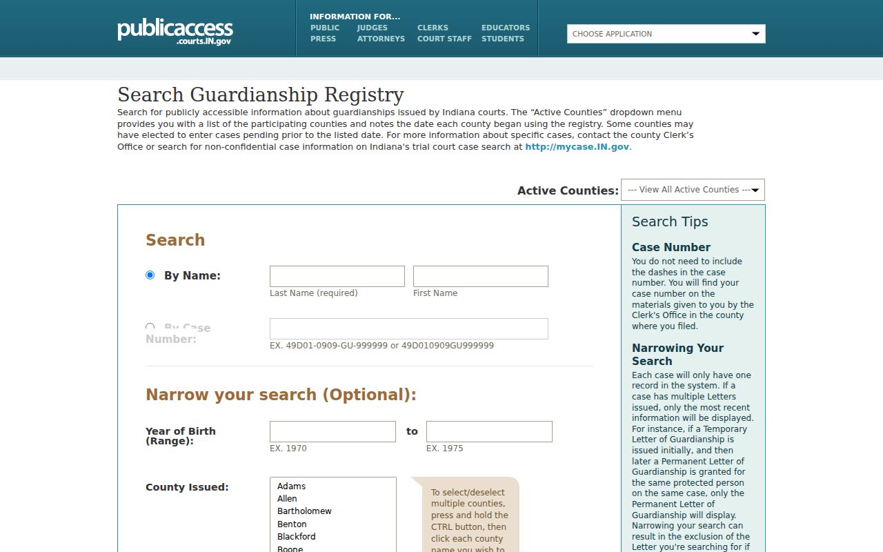 Warren court docket guardianship registry
