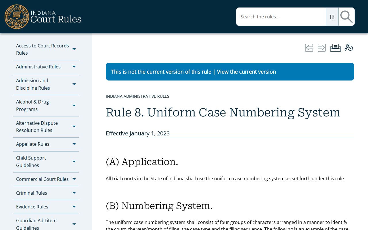 Warren court docket case number rule